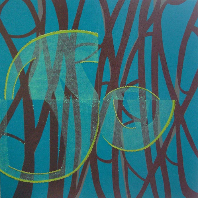 Underwater Shift #2, mixed media, 2007, 36 inches x 36 inches